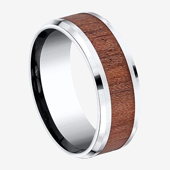 Mens Comfort Fit 8mm Cobalt with Rosewood Inlay Wedding Band