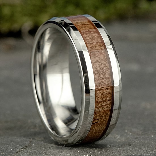  Mens Comfort Fit 8mm Cobalt with Rosewood Inlay Wedding Band