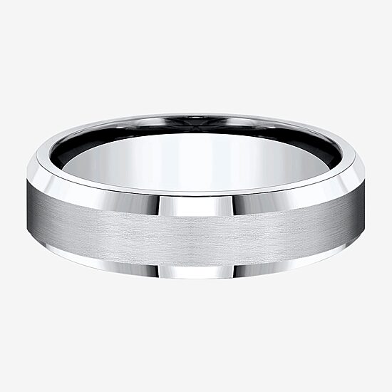  Mens Cobalt Satin Center Beveled Edge 6mm Wedding Band