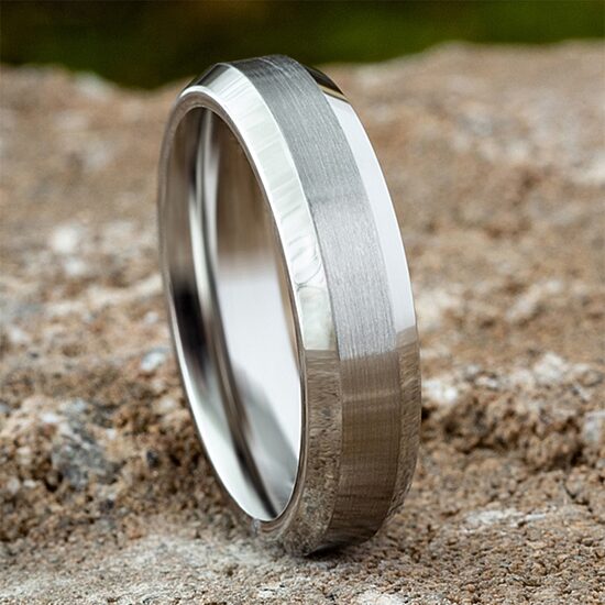  Mens Cobalt Satin Center Beveled Edge 6mm Wedding Band