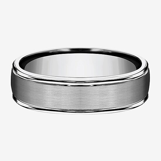  Mens Titanium Satin Center 6mm Wedding Band