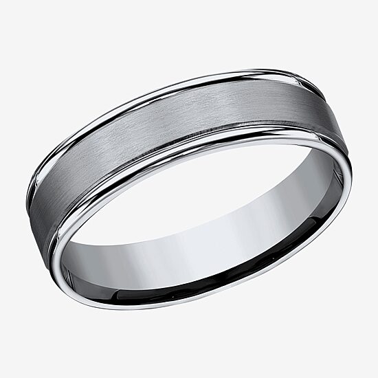  Mens Titanium Satin Center 6mm Wedding Band