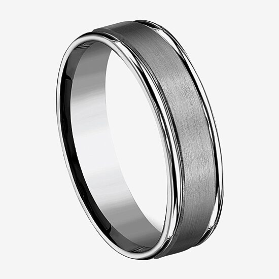  Mens Titanium Satin Center 6mm Wedding Band