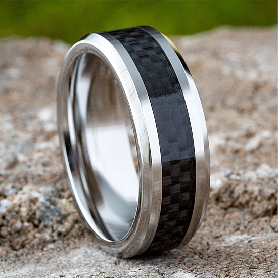  Mens Cobalt with Carbon Fiber Inlay 8mm Wedding Band