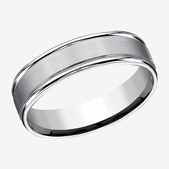  Mens Cobalt Satin Center Rounded Edge 6mm Wedding Band