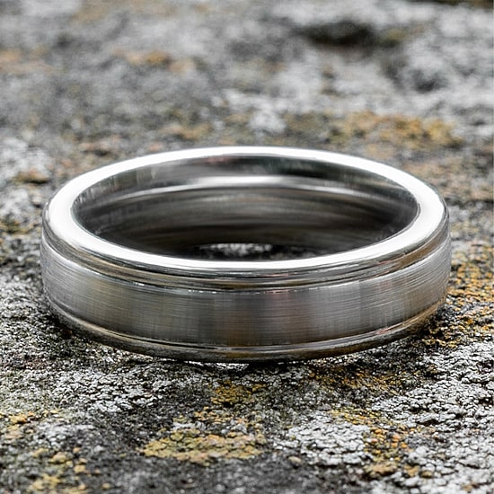  Mens Cobalt Satin Center Rounded Edge 6mm Wedding Band