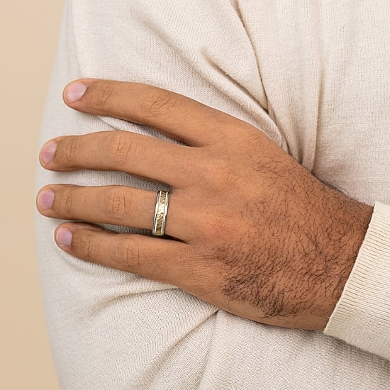 Hammered Mens 6MM 10K Gold Wedding Band