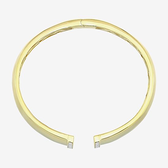 (H-I / Si1) Womens 1/10 CT. T.W. White Diamond 14K Gold Over Silver Cuff Bracelet