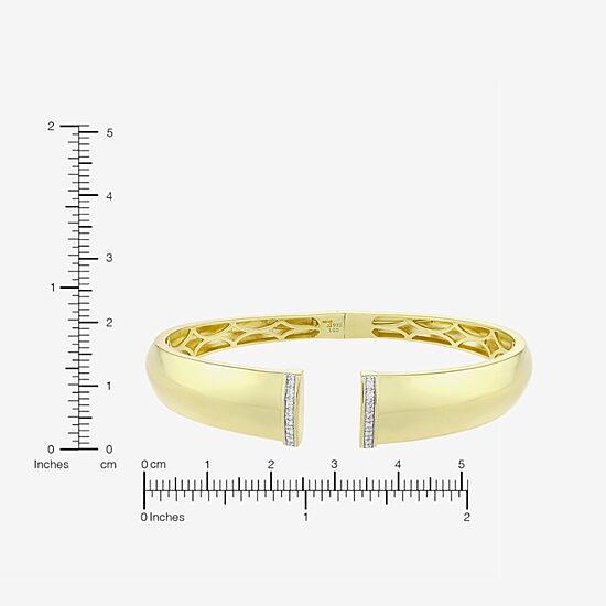 (H-I / Si1) Womens 1/10 CT. T.W. White Diamond 14K Gold Over Silver Cuff Bracelet