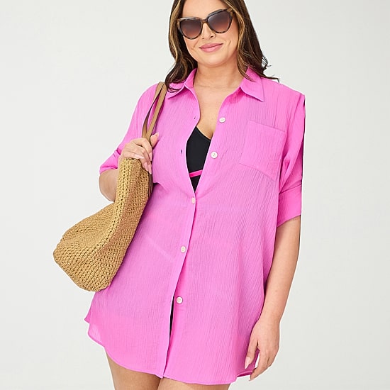 Sonnet Shores Womens Plus Dress Swimsuit Cover-Up