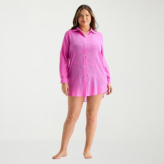 Sonnet Shores Womens Plus Dress Swimsuit Cover-Up