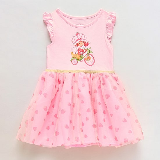 Toddler Girls Flutter Sleeveless Strawberry Shortcake Knit A-Line Dress