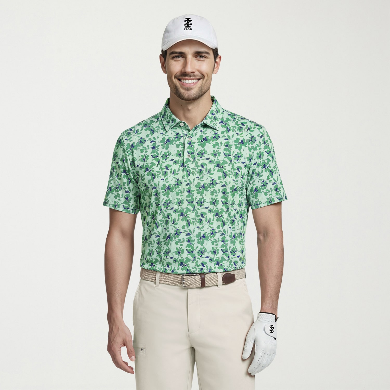 IZOD Swingflex Elite Fashion Print Mens Classic Fit Short Sleeve Polo Shirt