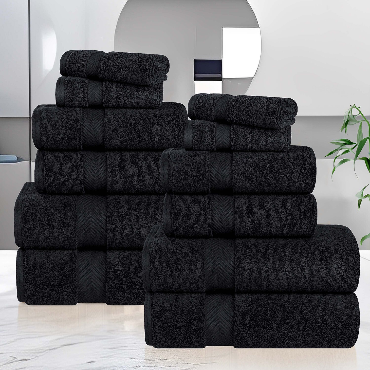 SUPERIOR® Zero Twist Cotton Chevron -pc. Quick Dry Bath Towel Set