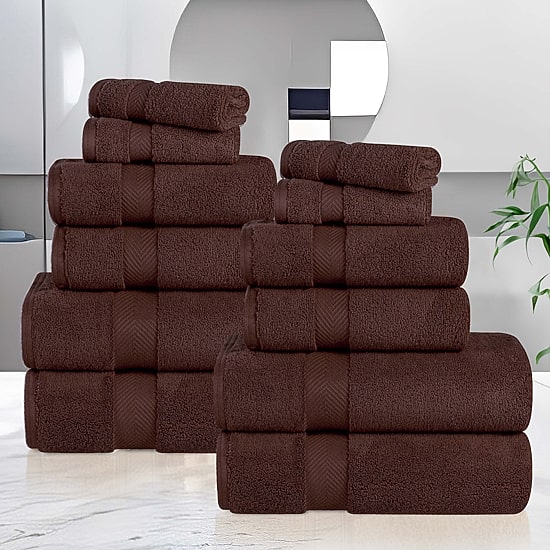 SUPERIOR® Zero Twist Cotton Chevron 12-pc. Quick Dry Bath Towel Set