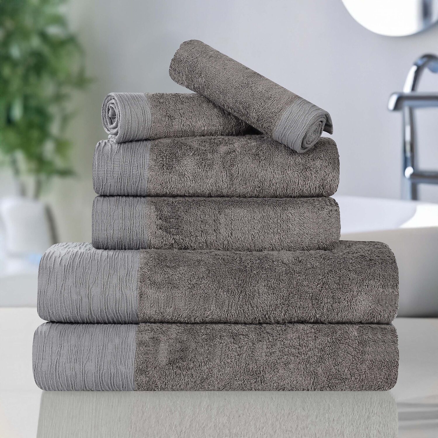 SUPERIOR® Sera Hypoallergenic Rayon From Bamboo Multi-Size 6-pc. Bath Towel Set