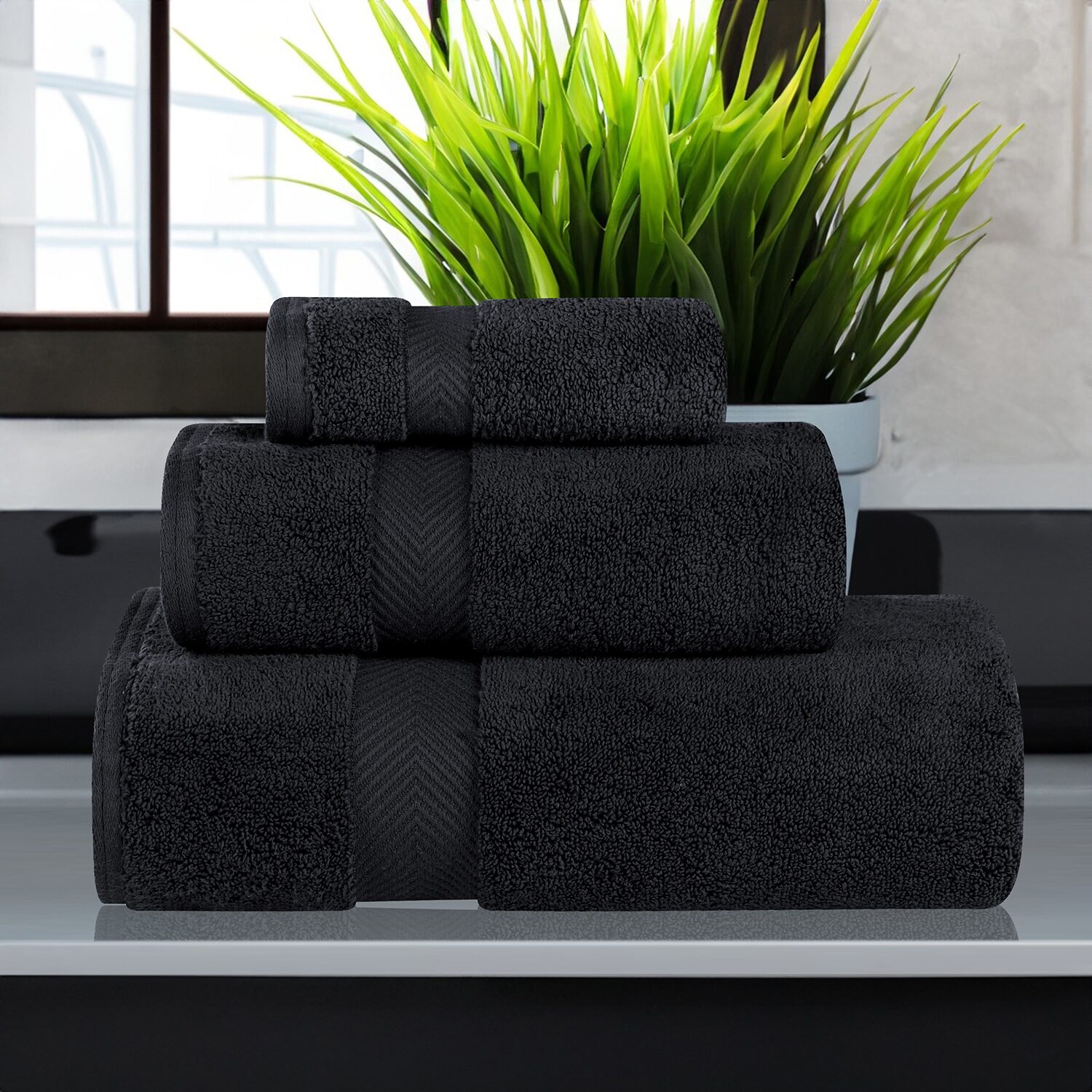 SUPERIOR® Zero Twist Cotton Chevron 3-pc. Quick Dry Bath Towel Set