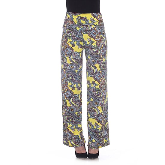 White Mark Womens Mid Rise Wide Leg Palazzo Pant