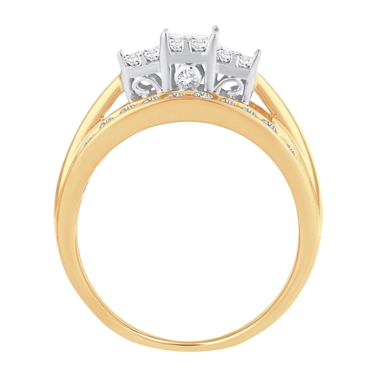 Love Lives Forever 1 CT.T.W. Natural Diamond Side Stone 3-Stone Engagement Ring in 10K or 14K Gold