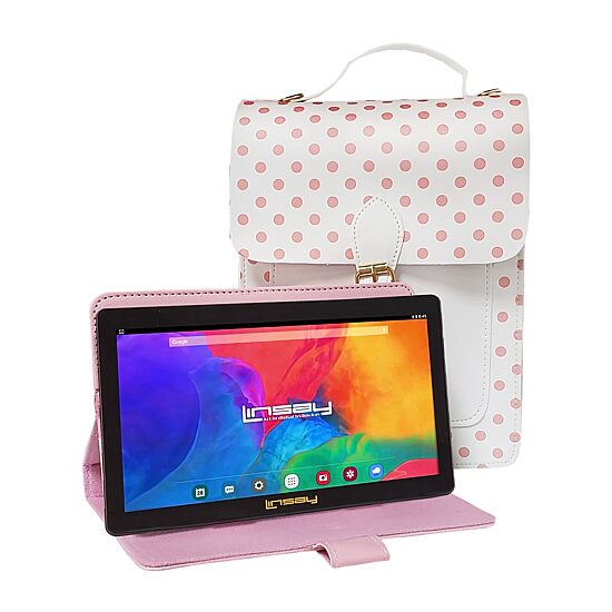 7" Quad Core 2GB RAM 32GB Storage Android 12 Tablet with Pink Leather Case and Fashion Handbag"