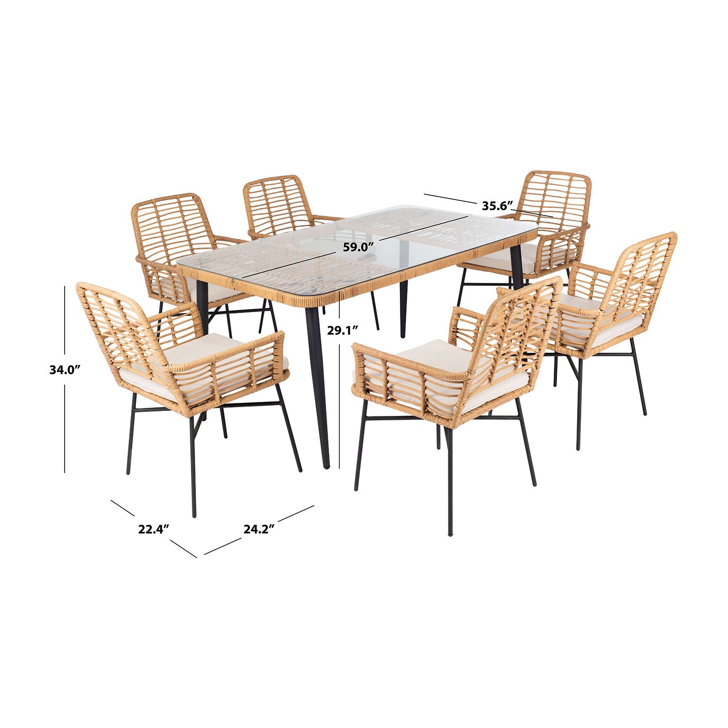 Safavieh Beson 7-pc. Cushioned Rectangular Dining Set
