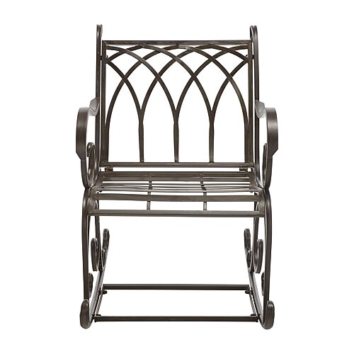 Callister French Country Brown Iron Outdoor Rocking Chair