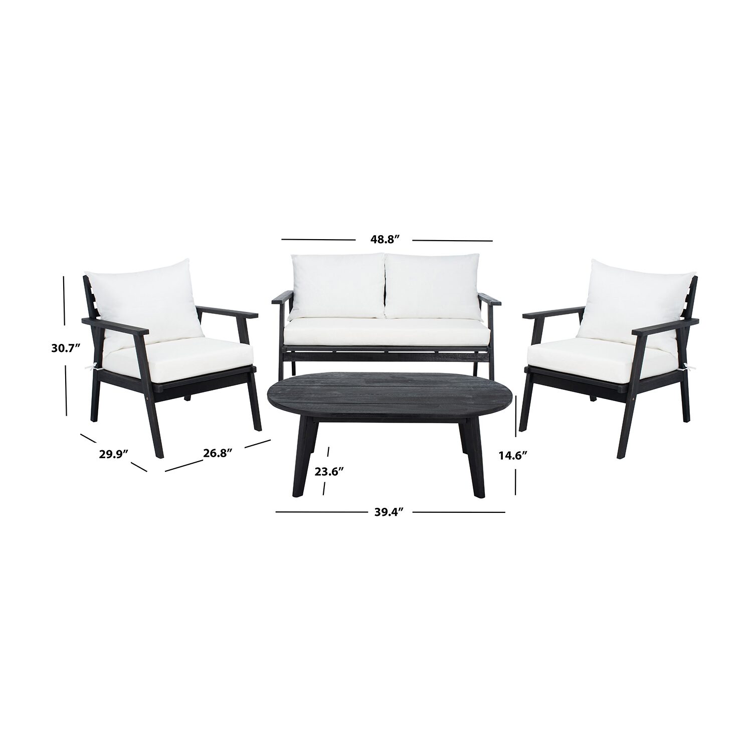 Safavieh Deacon 4-pc. Conversation Set Cushioned