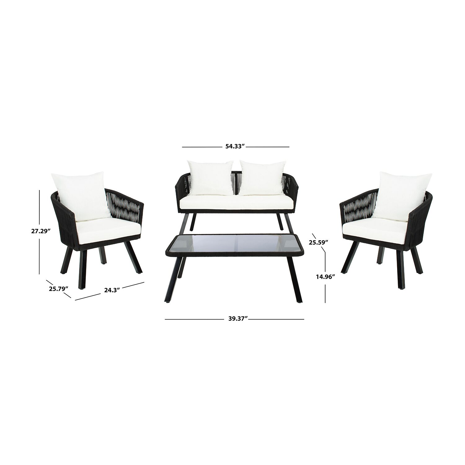 Safavieh Belmi 4-pc. Conversation Set Cushioned