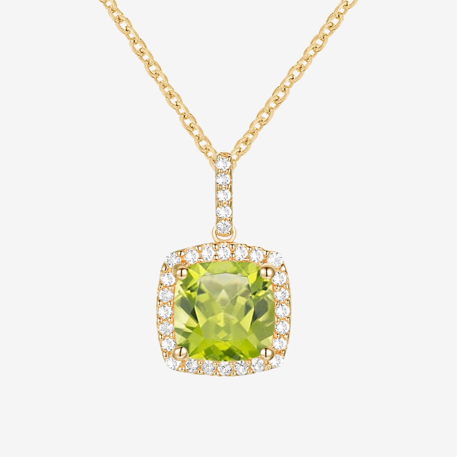 Womens Genuine Green Peridot 14K Gold Over Silver 18 Inch Pendant Necklace
