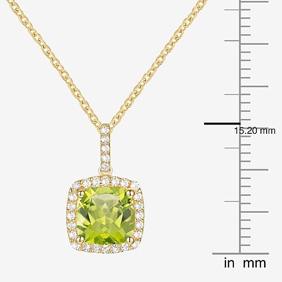Womens Genuine Green Peridot 14K Gold Over Silver 18 Inch Pendant Necklace