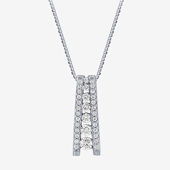 (G / Si2) Womens 1/2 CT. T.W. Lab Grown White Diamond 14K Gold 18 Inch Pendant Necklace