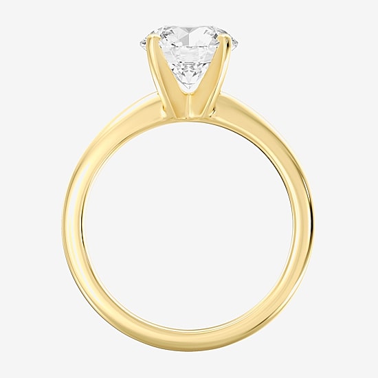 Womens 2 CT. Natural White Diamond 14K Gold Round Solitaire Engagement Ring