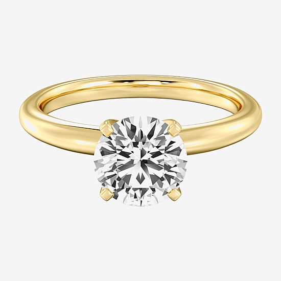 Womens 2 CT. Natural White Diamond 14K Gold Round Solitaire Engagement Ring