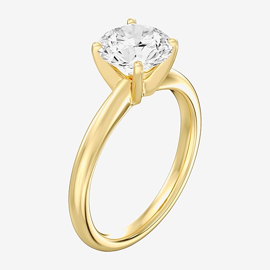 Womens 2 CT. Natural White Diamond 14K Gold Round Solitaire Engagement Ring
