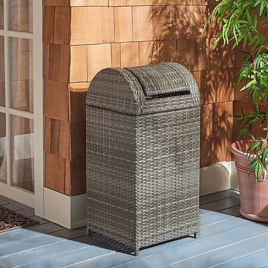 Wicker Patio Trash Cans