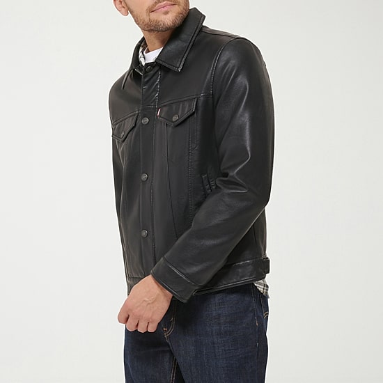 Levi's® Mens Midweight Faux Leather Trucker Jacket