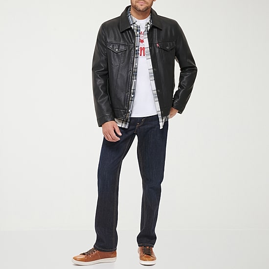 Levi's® Mens Midweight Faux Leather Trucker Jacket