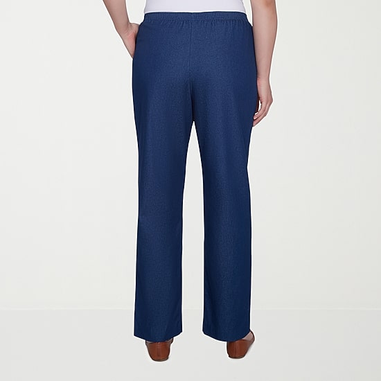 Alfred Dunner Classics Womens Straight Mid Rise Pull-On Pant