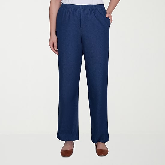 Alfred Dunner Classics Womens Straight Mid Rise Pull-On Pant