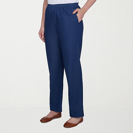 Alfred Dunner Classics Womens Straight Mid Rise Pull-On Pant