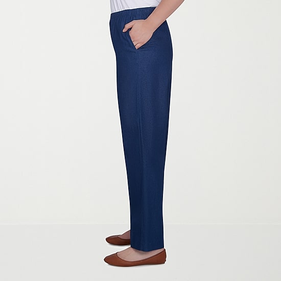 Alfred Dunner Classics Womens Straight Mid Rise Pull-On Pant