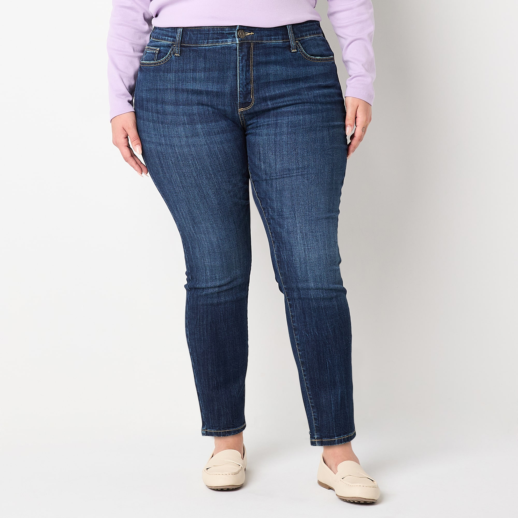 St. John's Bay Womens Mid Rise Secretly Slender Skinny Fit Jean