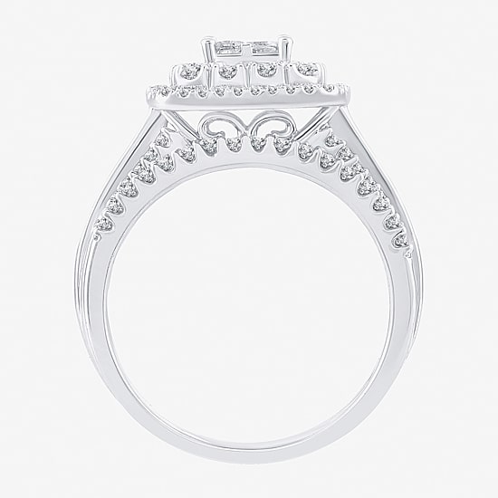 Limited Edition! Womens 1 CT.T.W. Natural Diamond 10K or 14K Gold Cushion Halo Bridal Set