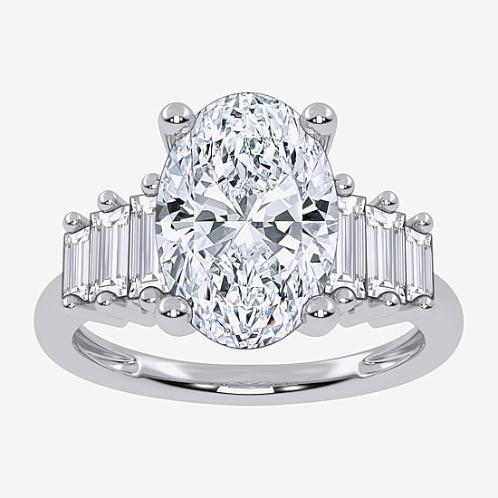 Signature By Modern Bride (G-H, Vs2-Si1) Womens 3 5/8 Ct. T.W. Lab Grown White Diamond 14K Gold Oval Side Stone Engagement Ring