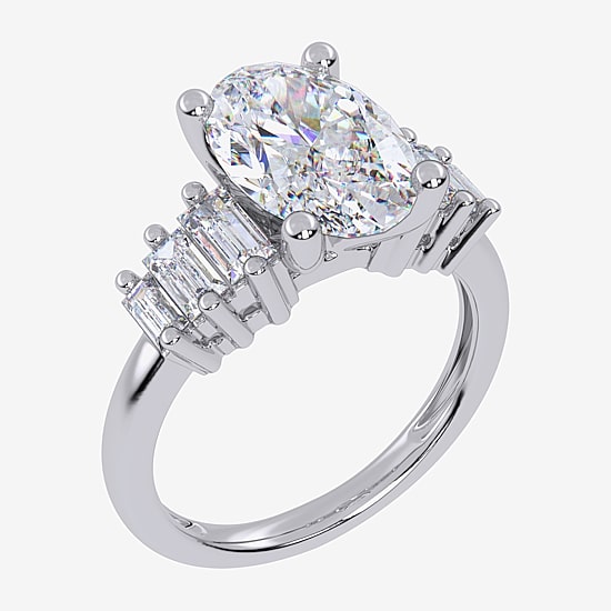 Signature By Modern Bride (G-H, Vs2-Si1) Womens 3 5/8 Ct. T.W. Lab Grown White Diamond 14K Gold Oval Side Stone Engagement Ring