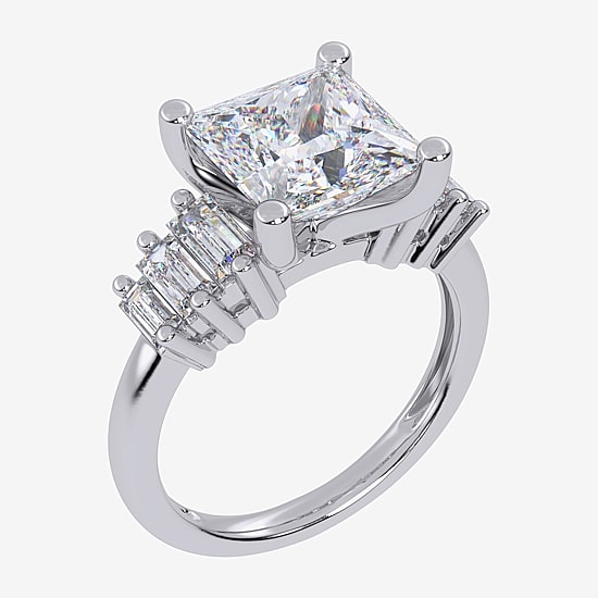 Signature By Modern Bride (G-H, Vs2-Si1) Womens 3 5/8 Ct. T.W. Lab Grown White Diamond 14K Gold Side Stone Engagement Ring