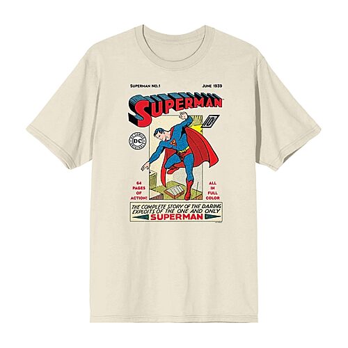 890375-large DC Comics 90th Anniversary Retro Comic T-Shirt, Tan - Large