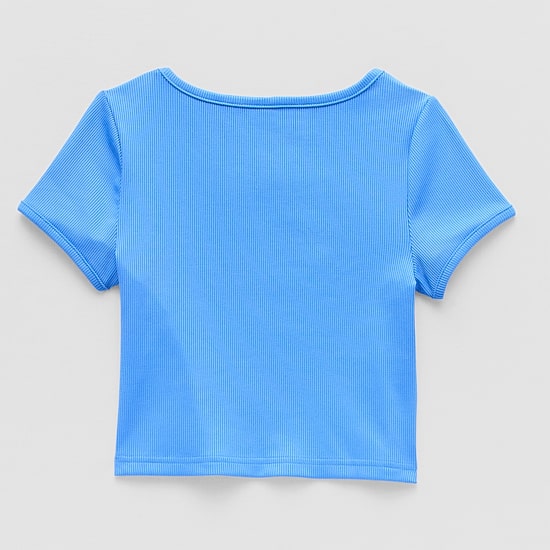 Xersion Ribbed Little & Big Kid Girls Scoop Neck Short Sleeve Active T-Shirt