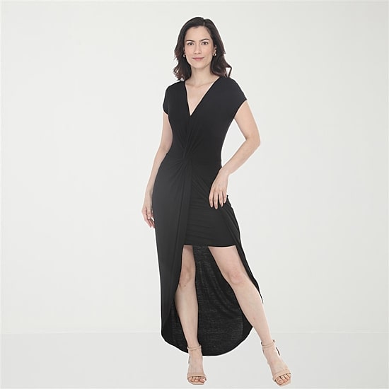 White Mark High Low Womens High-Low V Neck Sleeveless Fitted Maxi Dress