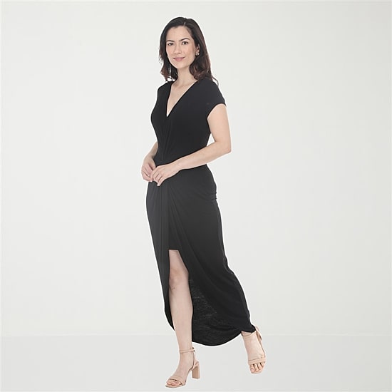White Mark High Low Womens High-Low V Neck Sleeveless Fitted Maxi Dress
